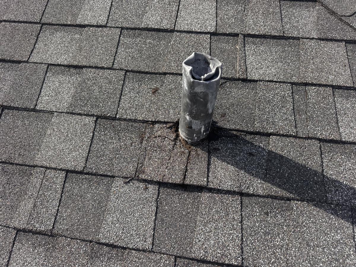 Deteriorated vent pipe flashing · sample inspection photograph 2